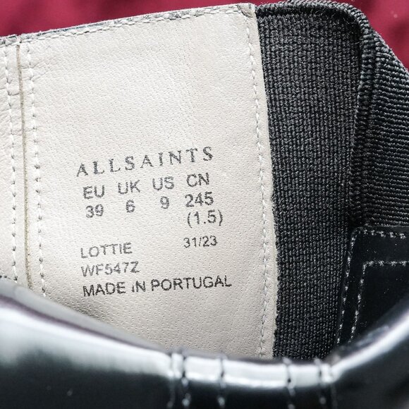 Allsaints Women Lottie Patent Leather Dress Chelsea Mid Calf Boots sz 9US EUR39 - Picture 8 of 9